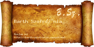 Barth Szofrónia névjegykártya